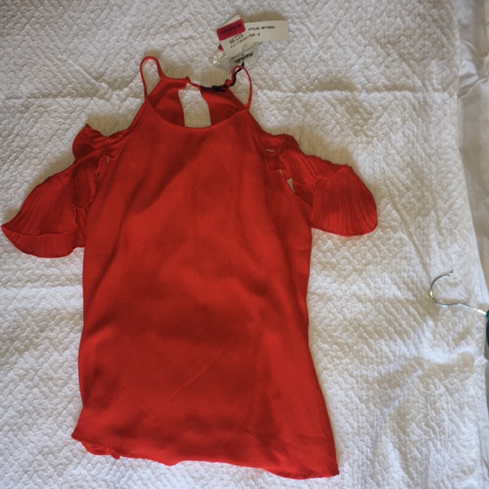 Red open shoulder top